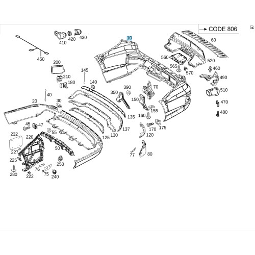 Mercedes-Benz A1668850200 Скорлупа заднего бампера GLS X166