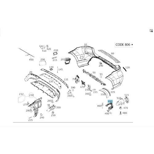 Mercedes-Benz A2928853300 Пластиковый кронштейн левой насадки выхлопной трубы ML/GLE W166 GLE Coupe C292 GL/GLS X166