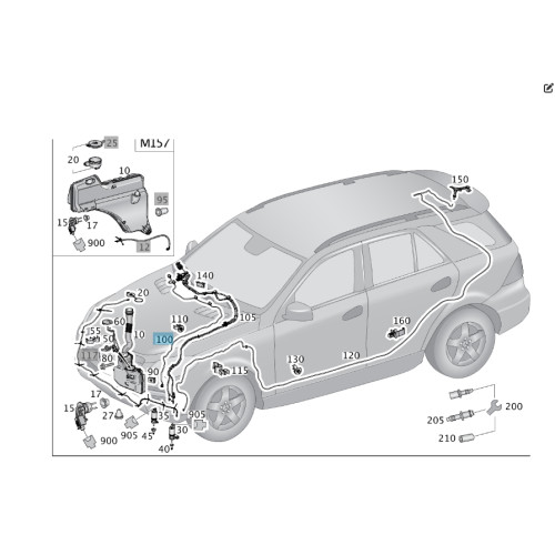 Mercedes-Benz A1668600992 Шланг омывателя лобового стекла с форсунками ML/GLE W166 GLE Coupe C292 GL/GLS X166
