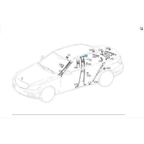 Mercedes-Benz A2046903726 7K95 Обшивка средней стойки C-Class Estate S204 C-Class W204