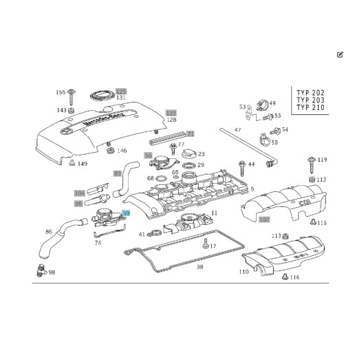 Mercedes-Benz A6110160334 Крышка маслоотделителя вентиляции газов двигателя OM646 OM648 OM611 OM612 OM613 C-class S203 C-class W203 CL203 Sportcoupe CLK Coupe C20