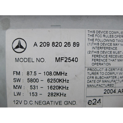Mercedes-Benz A2098202689 Аудиосистема Audio 20 для CLK C209