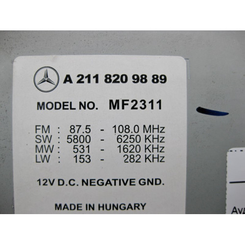 Mercedes-Benz A2118209889 Аудиосистема Audio 20 E-Class W211
