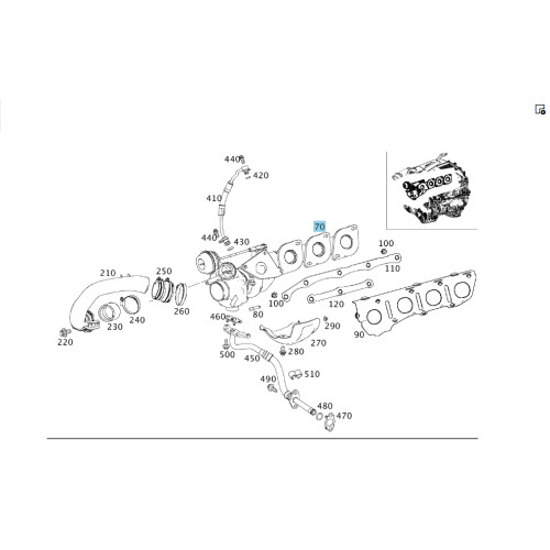 Mercedes-Benz A2780903680 Турбонагнітач правий для двигуна М278 V8 4.0 4.6л E-Class Coupe C207