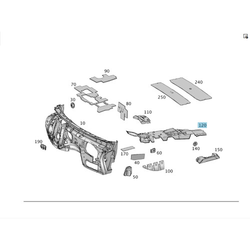 Mercedes-Benz A1666822701 Шумоизоляция на туннеле КПП в салоне ML/GLE W166 GL/GLS X166
