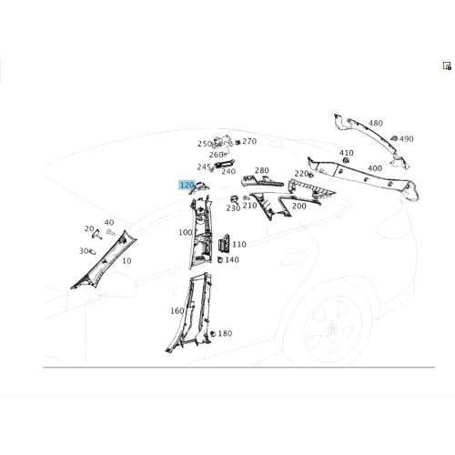 Mercedes-Benz A2926950100 Кронштейн правой обшивки стойки B GLE Coupe C292