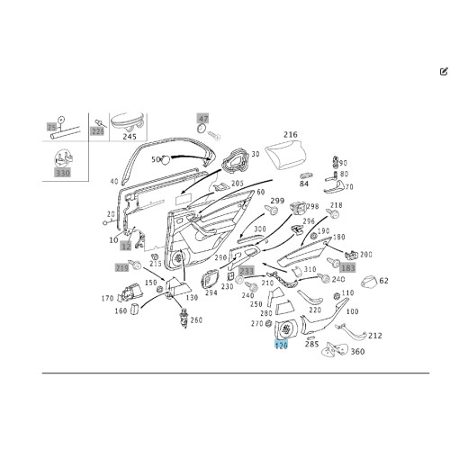 Mercedes-Benz A2207370188 1A26 Накладка динамика бежевая на карте задней левой двери S-class short W220 S-class long V220