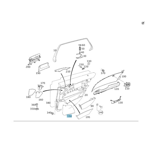 Mercedes-Benz A2117370588 9051 Накладка динамика черная на карте задней левой двери E-class W211 E-class S211