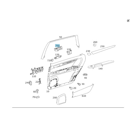 Mercedes-Benz A2517600361 Внутрення ручка открытия задней левой двери R-class short W251 R-class long V251