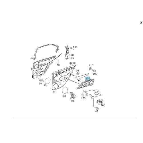 Mercedes-Benz A2037370388 7213 Внутрення ручка открытия задней левой двери серая C-class W203 C-class S203