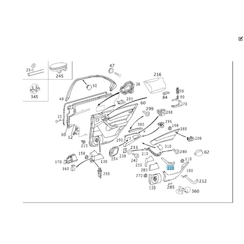 Mercedes-Benz A2208101754 9C09 Накладка внутренней ручки закрытия задней левой двери цвет антрацит S-class long V220