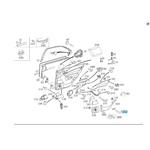 Mercedes-Benz A2208102754 1A55 Внутренняя ручка закрытия задней левой двери бежевая S-class long V220
