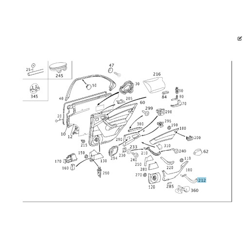 Mercedes-Benz A2208102754 9C09 Внутренняя ручка закрытия задней левой двери цвет антрацит S-class long V220