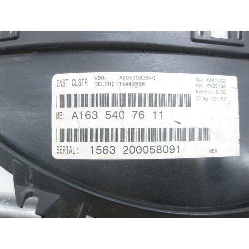 Mercedes-Benz A1635407611 Щиток - панель приладів для дизельних авто в км ML W163