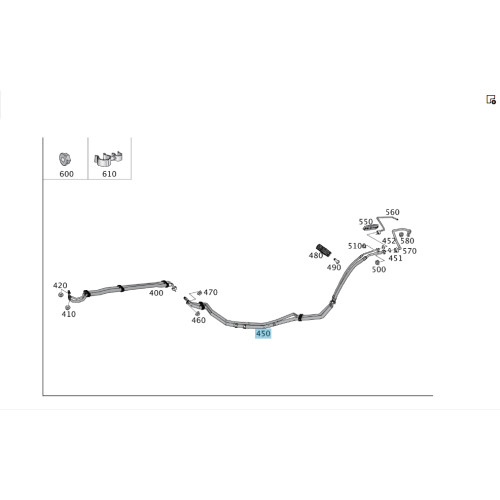 Mercedes-Benz A1668302901 Rear Passenger Air Conditioning Pipe Rear GL/GLS X166
