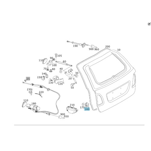 Mercedes-Benz A2117430129 Buffer stop - trunk lid limiter E-Class S211