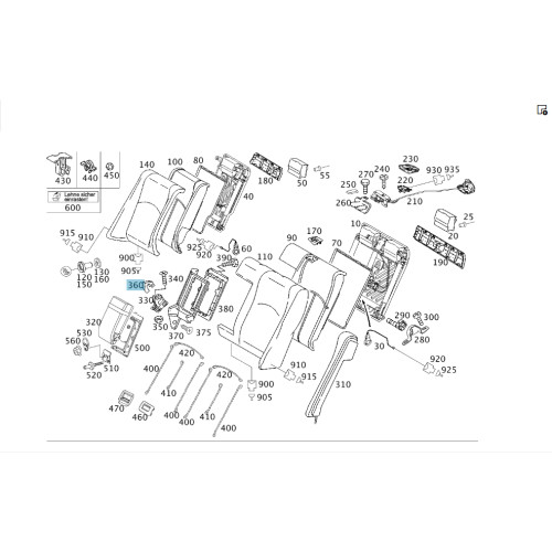 Mercedes-Benz A2119230122 9051 Крышка замка заднего сидения чёрная E-class W211