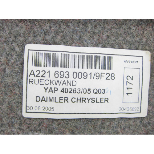 Mercedes-Benz A2216930091 9F28 Обшивка багажника верхняя S-Class W221