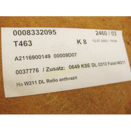 Mercedes-Benz A2116900149 9D07 Задняя полка под шторку заднего стекла антрацит E-Class W211