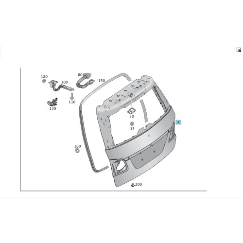 Mercedes-Benz A1667405100 Trunk lid with glass A1667402200 GL/GLS X166