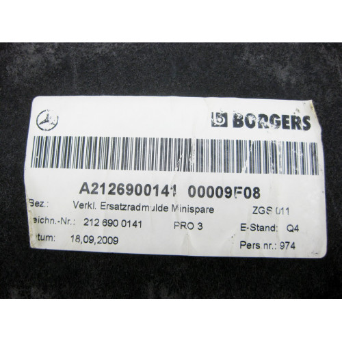 Mercedes-Benz A2126900141 9F08 Настил над запасным колесом - докаткой черный E-Class W212