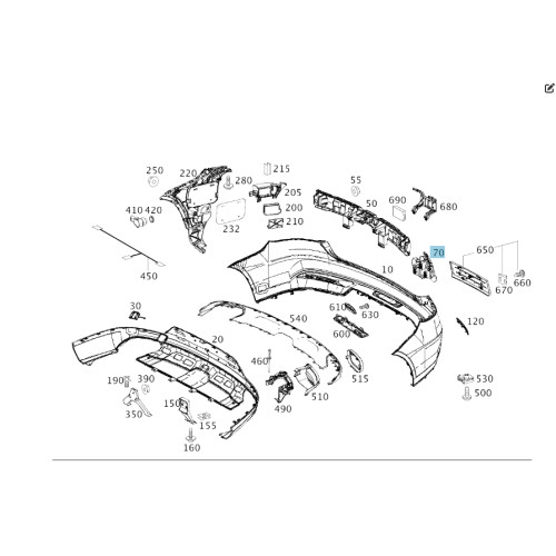 Mercedes-Benz A2928800203 Внутрений кронштейн заднего бампера правый GLE Coupe C292