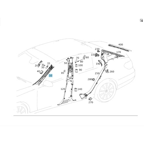 Mercedes-Benz A2126906025 7M36 Обшивка стойки "А" справа серая E-class W212 E-class S212