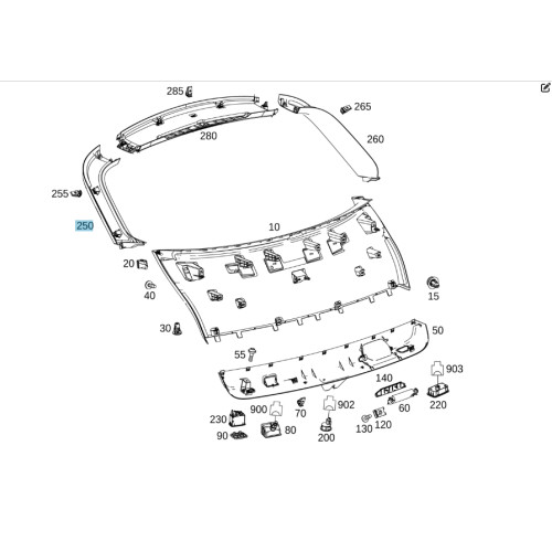Mercedes-Benz A2927400171 9051 Облицовка рамки стекла двери багажного отделения слева GLE Coupe C292