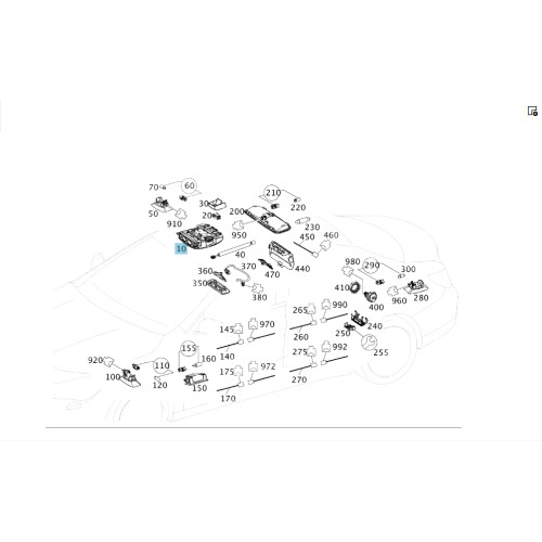 Mercedes-Benz A0009006703 9051 Стельовий плафон панорамного даху передній чорний