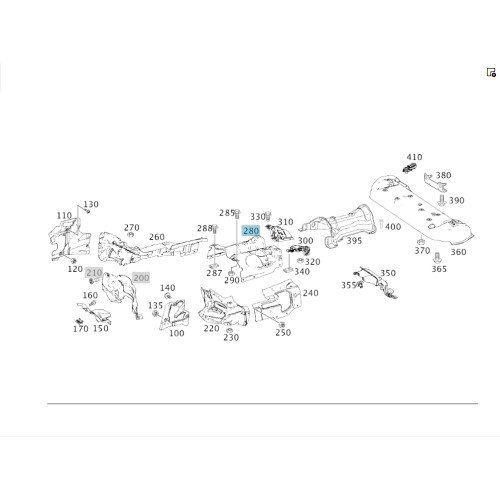 Mercedes-Benz A1666821300 Protective heat shield for the central muffler ML/GLE W166 GL/GLS X166 GLE Coupe C292