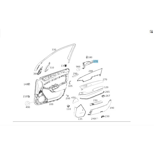Mercedes-Benz A1667600661 Правая внутренняя ручка открытия двери ML/GLE W166 GL/GLS X166