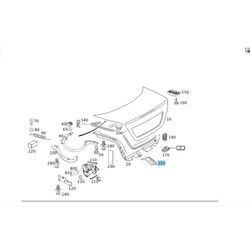 Mercedes-Benz A2116901482 Планка водоотвода на багажнике справа E-class W211