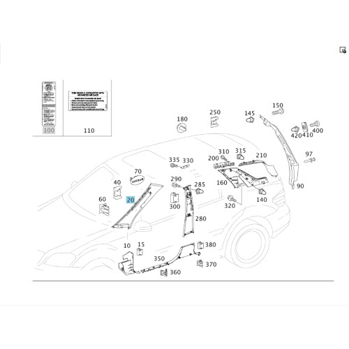 Mercedes-Benz A1646901226 7H21 Обшивка стойки "А" справа серая ML W164