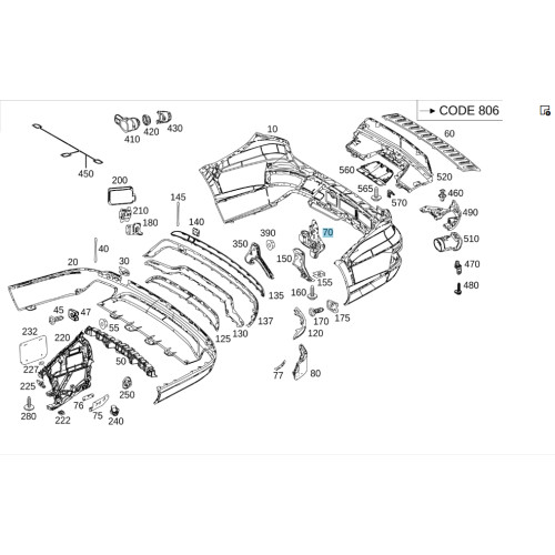 Mercedes-Benz A1668850465 Опорный пластиковый кронштейн заднего бампера правый GL/GLS X166