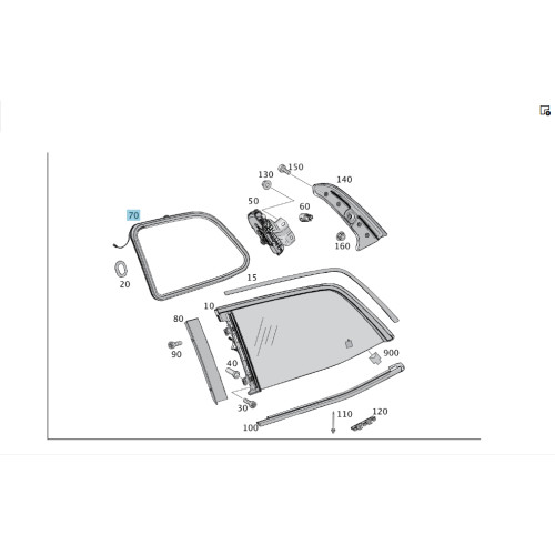 Mercedes-Benz A1666809000 Уплотнитель задней правой сдвижной форточки GL/GLS X166