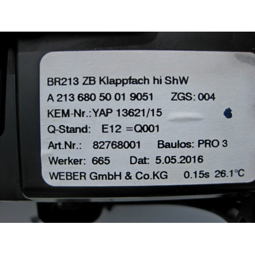 Mercedes-Benz A2136805001 9051 Механизм задней пепельницы чёрный E-Class W213