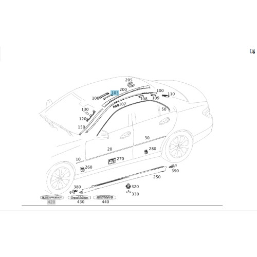 Mercedes-Benz A2046983530 Лючок крепления рейлинга крыши C-Class W204