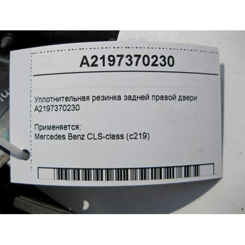 Mercedes-Benz A2197370230 Уплотнительная резинка задней правой двери CLS C219