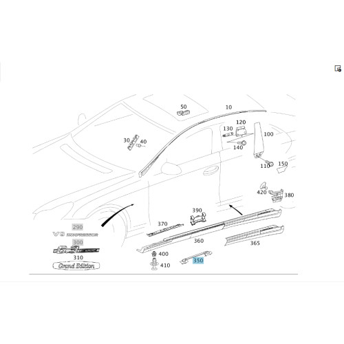 Mercedes-Benz A2196980114 Крепление наружной накладки порога CLS C219