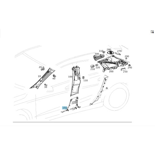 Mercedes-Benz A1176910208 9H68 Обшивка стойки B нижняя правая CLA Shooting Brake X117 CLA C117
