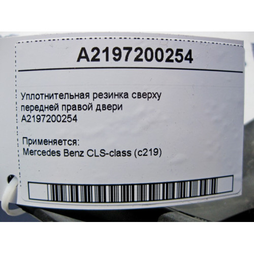 Mercedes-Benz A2197200254 Уплотнительная резинка сверху передней правой двери CLS C219