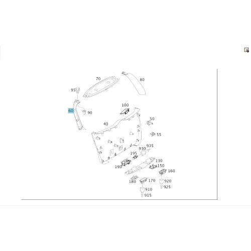 Mercedes-Benz A1647402370 7E94 Обшивка крышки багажника верхняя левая серая ML W164