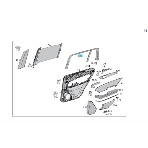 Mercedes-Benz A1667370680 9051 Обшивка рамы окна задней правой двери чёрная GL/GLS X166