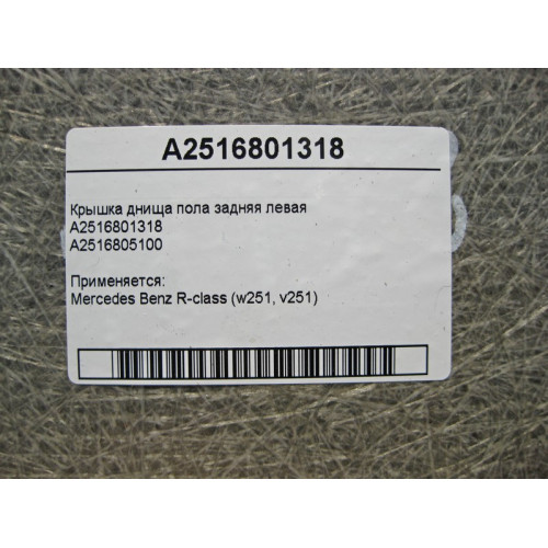 Mercedes-Benz A2516801318 Крышка днища пола задняя левая R-Class W251