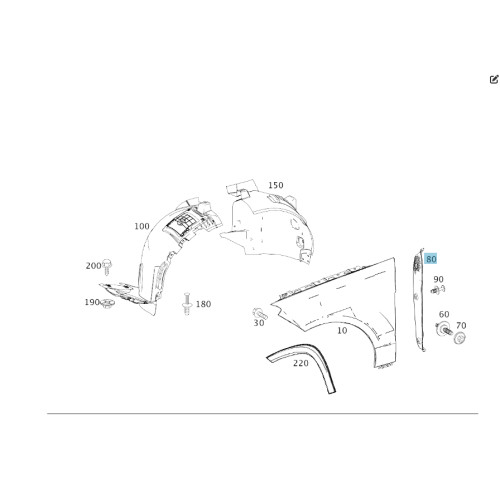 Mercedes-Benz A2928890025 Front Right Wing End Boot GLE Coupe C292