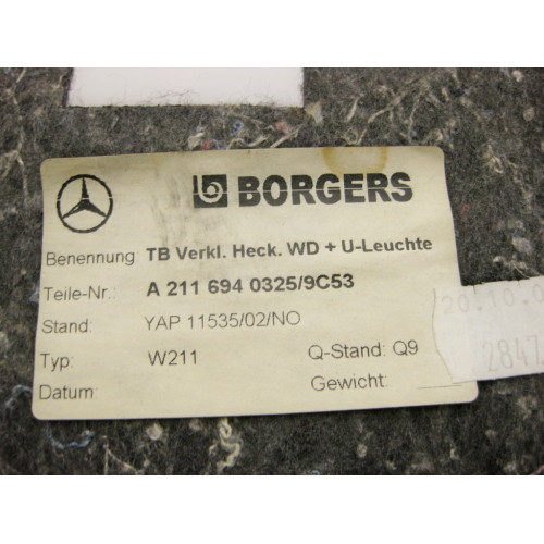 Mercedes-Benz A2116940325 9C53 Обшивка крышки багажника антрацит E-Class W211