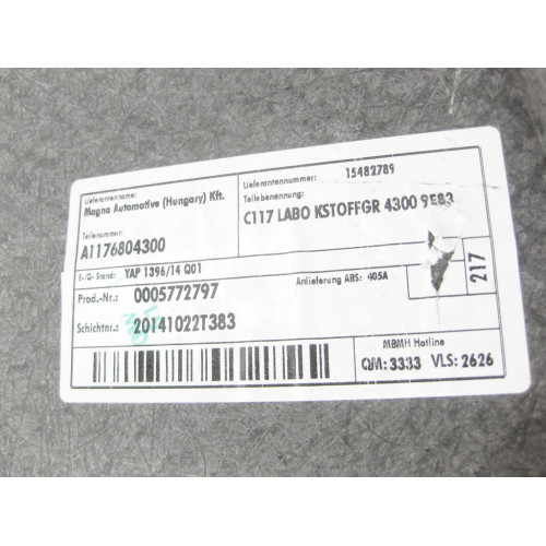 Mercedes-Benz A1176804300 9E83 Пол багажника + ручка A2126840035 9051 CLA C117