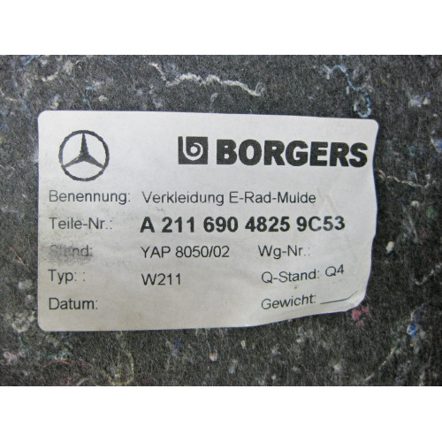 Mercedes-Benz A2116904825 9C53 Обшивка поддона багажника антрацит E-Class W211