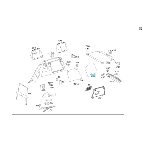 Mercedes-Benz A1646910130 8K67 Заглушка места установки шторки багажника слева ML W164