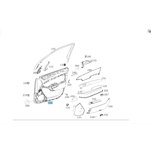 Mercedes-Benz A1667208001 9H14 Карта передней правой двери черная ML/GLE W166 GL/GLS X166